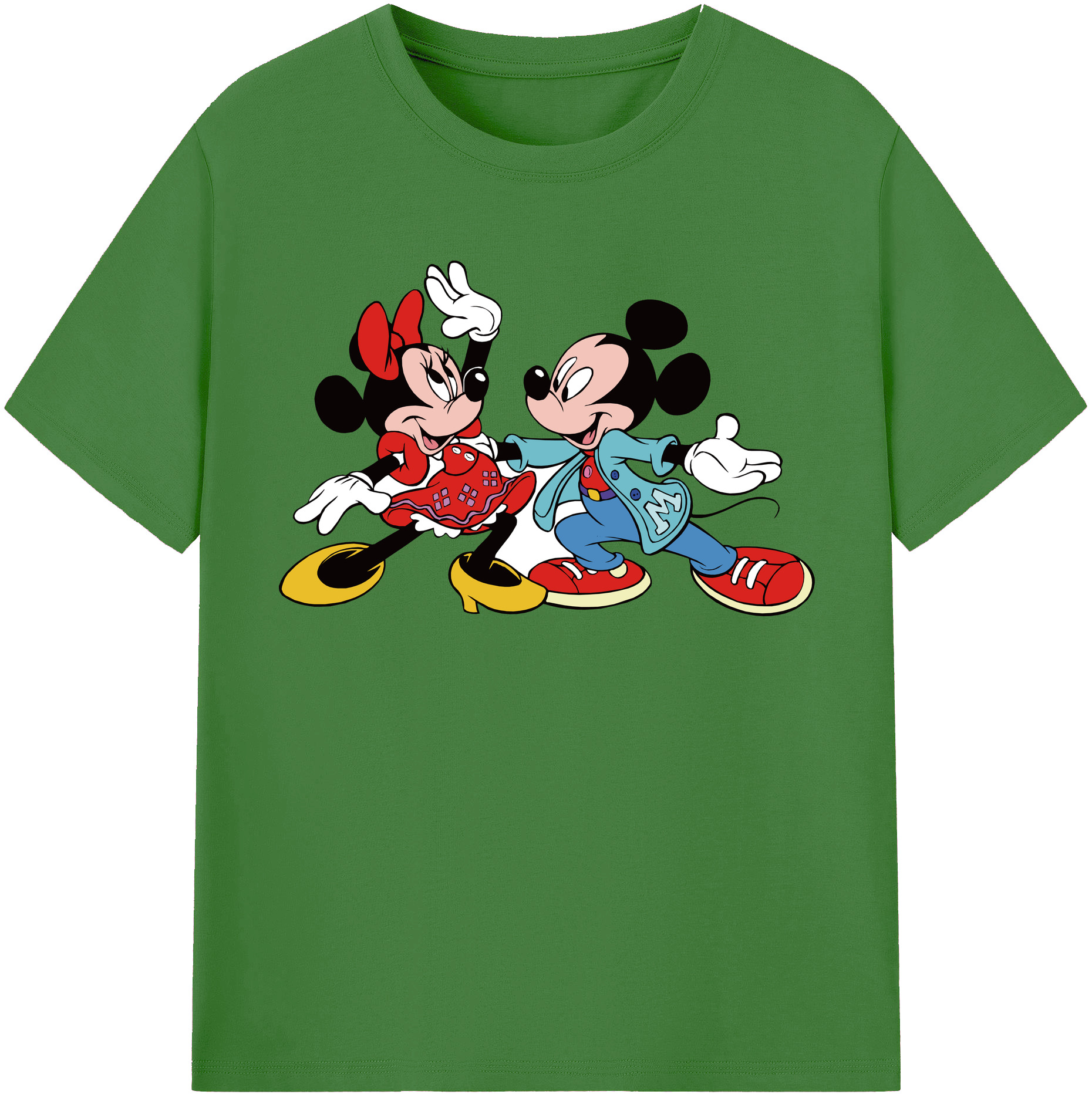（画像用） ミッキーマウス Mickey Mouse レディースカジュアルプリントTシャツ（綿100％）